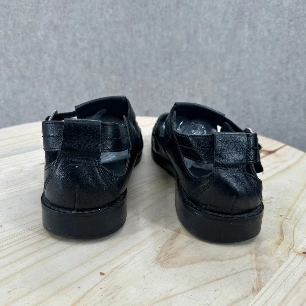 Stacy Adams Fisherman Sandals Mens 12 Black Leather Buckle Strap